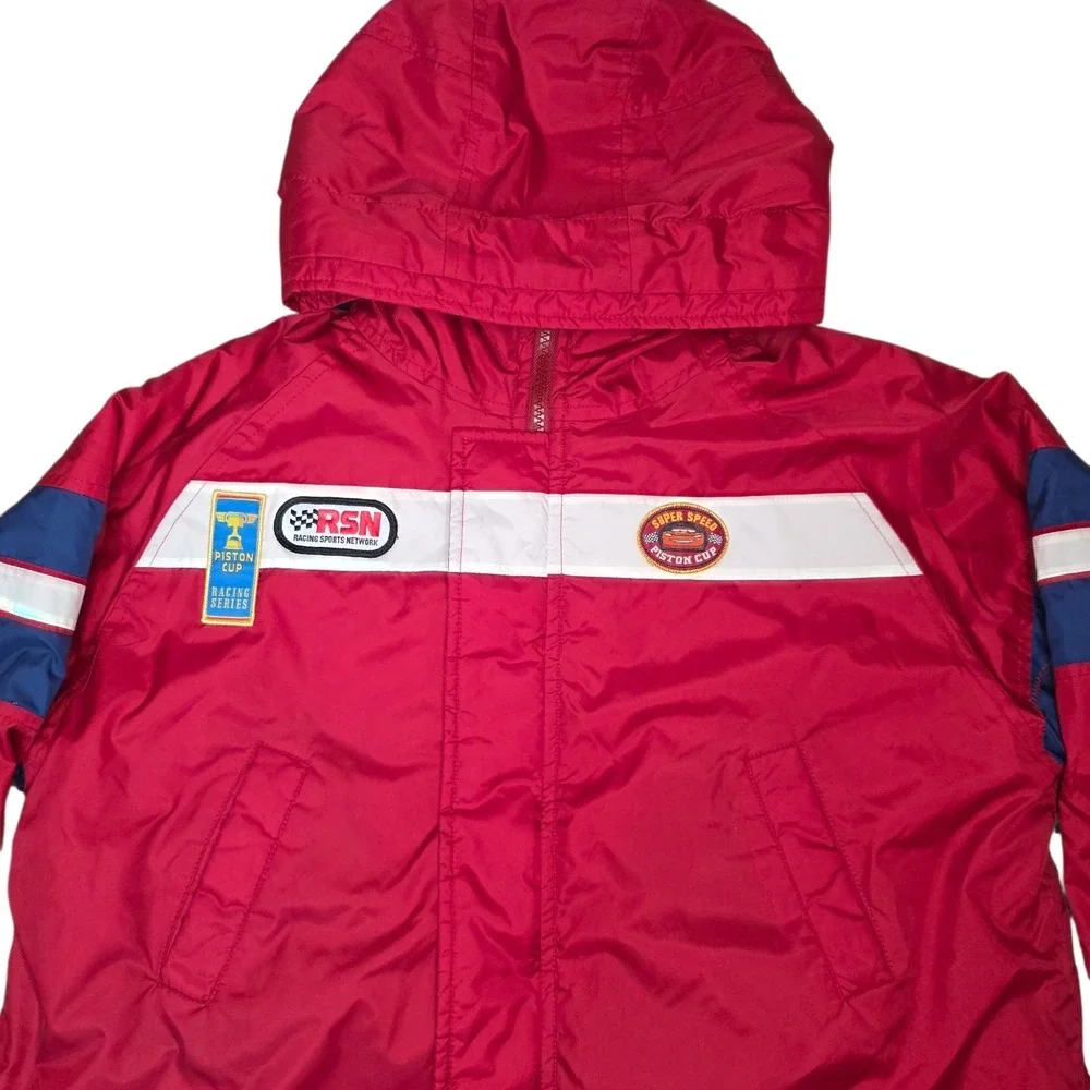 Lightning McQueen Disney Cars Jacket Boys 7 8 Red Hooded Coat Puffer